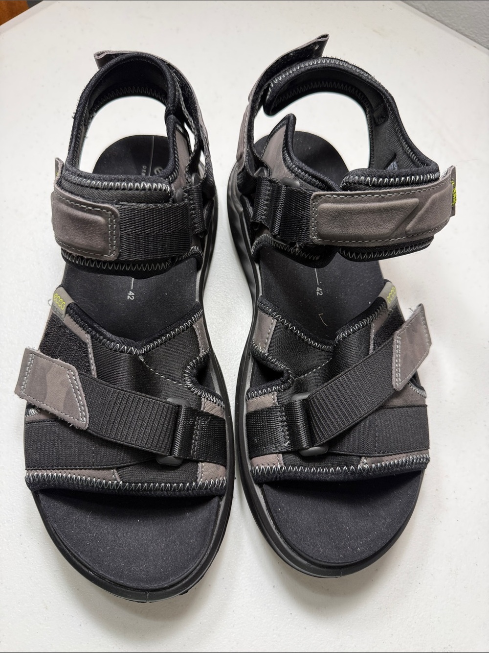 Ecco Men's Black and Gray Adjustable Outdoor Sandals